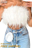 Women Clothes Artificial Fur Feather Vest Summer 2023 Sleeveless T-shirts Strapless Fluffy Backless Slim Tube Tops