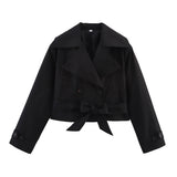 Fongt Tie With Long-Sleeved Wind Coat Jacket Top 2025 Spring And Autumn New A14090