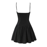 Cami Buttoned Style Pleated Tie Up Mini Dress-Outfit