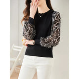 Fongt Shot Spring And Autumn New Design Sense Unique False Two Clothing Chiffon Stitching Sweater Female-Outfit