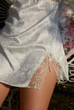 White Floral Satin Mesh Tie Up Slip Mini Dress-Outfit