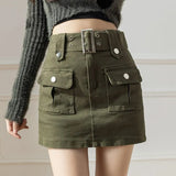 Fongt Denim Short Skirt Women Spring And Summer Retro Temperament A-Word Skirt High Waist Slim Slim Skinny Ass Skirt Skirt