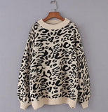 Women Turtleneck Leopard Knitted Aesthetic Sweater Women Winter Thick Female Pullovers Casual Tops Oversized