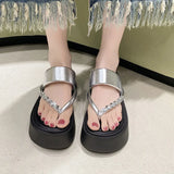 Fongt Bottom Slippers Women Wear Summer 2025 Summer New Water Drill Angle Flip-Flops With Skirt Beautiful Beach Shoes