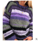 Fongt And Winter Rainbow Loose Fashion Jacket Sweater Casual Warm Knitwear Women's