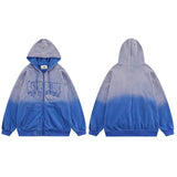 Hop Streetwear Hooded Jacket 2022 Men Gradient Color Embroidery Jacket Coat Autumn Harajuku Cotton Jacket