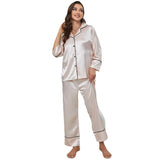 Fongt Silk Pajamas Lady Autumn And Winter Long-Sleeve Pajama Pants Home Suit Can Be Worn Outside-Outfit