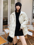 Station White Duck Down Shirt Down Jacket Female 2024 New Pressure Glue Thin Style Loose Autumn And Winter Lapel Coat-Outfit
