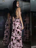 Print Holiday Dress Spaghetti Strap Backless Bandage Dress Sexy Maxi Dresses for Women 2023 Summer Party Beach