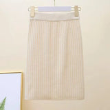 Winter Women Sweater Skirt New 2021 Knitted Midi Skirts Korean Elastic High Waist Elegant Autumn Split Fork Black