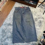 Printed Baggy Jeans For Men's 2K Casual Wide-Legged Jeans-Outfit