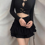 Dark Personality Side Waist Band Skirt Ins2023 Spring Girl's New Half Skirt-Outfit
