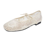 Fongt White Mesh Embroidered Flat Sole Women's New Spring And Summer Fairy Style With Skirt Gentle Style Mary Precious Shoes