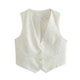 Fongt Color Y2K2025 Summer Leisure Repair Vest Sleeveless Vest Short Blouse Women A19531