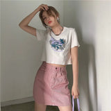 Fongt Ins Print T-Shirt Women's Summer Loose Short Crop Chic Flavor 2024 New Short-Sleeved Jacket