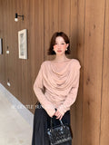 Fongt Xixi 13 Line 2025 Autumn White Standard Temperament Swinging Knitted Long-Sleeved T-Shirt Top 89522