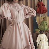 Fongt Maid COS Suit New Loose Button Collar Lace Lantern Sleeve Decoration Lolita