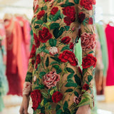 Fongt Fashion Half-High-Necked Lace Embroidered Sexy Buffet Dress Dress