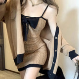 Camisole Dress Women's Slim Dress Contrasting Colors Korean Version-Outfit
