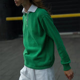 V Neck Pullover Knitted Women Long Sleeve Green Oversized Autumn Winter Sweater Casual Fashion Jumper Tops Loose