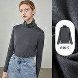 Women Pile Collar Solid Bottoming Shirt White Office Temperament Undershirt Women Winter Commuter Sweater