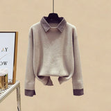 Winter Warm Matching Suits For Womens Knitted Sweater+parkas Vest+tweed Pants Sets Office Ladies Elegant Three Pieces
