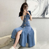 Fongt Sister Fan Bumps The Big Collared Waist A Dress 2025 Thin Early Autumn Dress Open The Cowboy Dress