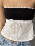 Contrast Lace Bandeau Crop Top-Outfit