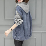 Fongt Hooded Coat Female Autumn New Plus Size Fashion Short Splicing Loose Small Versatile Autumn Jacket-Outfit