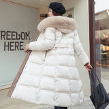 Cotton Dress Female Long Over-Knee Big Collar Cotton-Padded Clothes 2024 Winter New Korean Version Of The Thick Loose Large Size Coat-Outfit