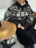 Buttoned Retro Printed Cardigan-Outfit