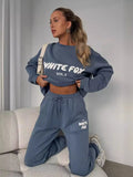 Fongt Women's Explosive Casual Fashion Letter Print Top Trousers Sports Suit Women
