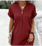 Fongt Women's 2025 New V Solid Color Coat Coat Comfortable Casual Button Dress