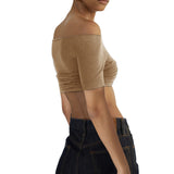 Fongt Spring And Summer Explosion Women's First-Word Short-Sleeved