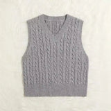 Fongt Sweaters Women's Knitted Vest Jumper V-Neck Vest Sweater Sleeveless Top