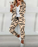 Autumn Two Piece Sets Women Printted Elegant Blazer & Pants Set Outifits Fashion Tracksuits Casual Elegant Female