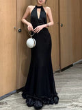 Temperament Dress Dress 2025 New Hanging Neck Sleeveless Design Waist Thin Senior Sense Dress Dress