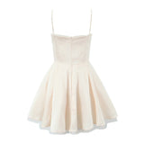 New Satin Three-Layer Three-Dimensional Steel Ring Lace Spliced Sling Dress In Summer-Outfit