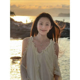 Fongt Niche Design Feels The Shoulder Dress Summer Seaside Holiday Wind Beautiful Long Dress