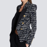 Fongt Autumn Star Fashion English Letter Print Double Buckle Repair Suit Jacket Jacket