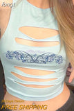 Top Cut Out Tank Top Solid Slim Crop Top Women Basic Corset 90s Tops Sleeveless Baby Tee Summer Streetwear Y2K
