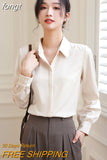 Women Shirt Long Sleeve Blouse 2023 Spring New Loose Ladies Tops Satin Women's White Shirt Basic Elegant Shirts and
