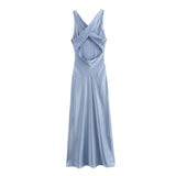 New Spring Silk Satin Slim Dress With Bare Back 3272399-Outfit