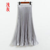 Fongt Luster Polyester Pressure Folded Half Skirt Original Single Long Skirt Silk Clear Silk #8035