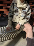 Buttoned Retro Printed Cardigan-Outfit