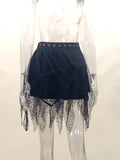 Gothic Punk, Spider Web, Tassel, Half Skirt, Dark Wind, Short Skirt-Outfit
