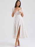 High-End Women's Dress French Style Collar Crumn Dress Dress Temperament Print Dress Fashion Casual Holiday