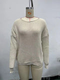 Fongt New Open Back Knit Sweater Long Sleeve Long Sleeve Knit Sweater Woman-Outfit
