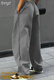 Pants Y2K Clothes Loose Drawstring Low Waist Joggers Trousers Women Casual Outfits Streetwear Baggy Wide Leg