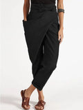 Irregular Lace Up Cropped Casual